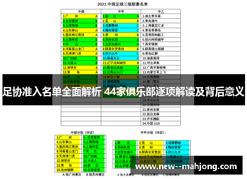 足协准入名单全面解析 44家俱乐部逐项解读及背后意义